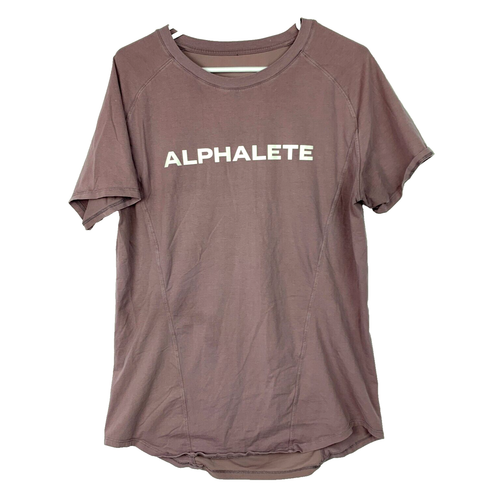 Alphalete Purple Mesh Green Spellout Short Sleeve Shirt Mens Size Medium