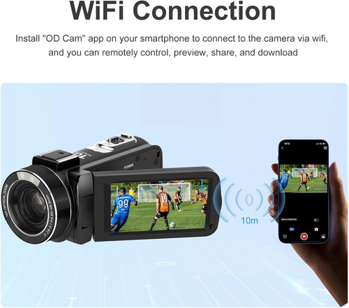 Videocamera 4K Videocamera Ultra HD Con Zoom Ottico 10X E Zoom Digitale 120X, Vi - Foto 7 di 12