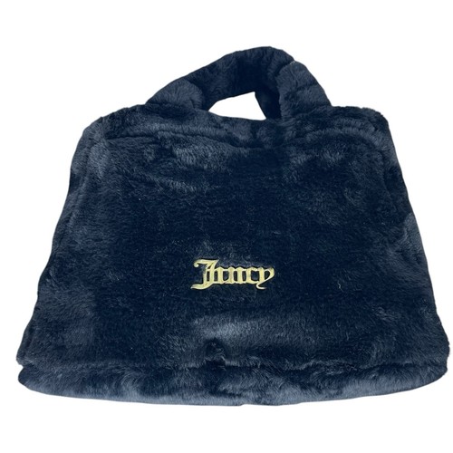 Juicy Couture Black Faux Fur Women’s Tote Satchel Handbag Soft Luxurious