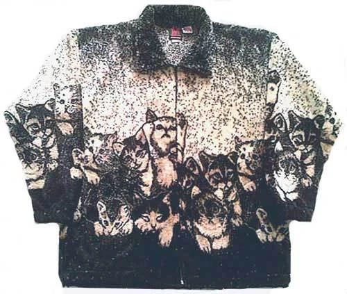 New Mazmania Kittens Plush Fleece Jacket Cat Print XS 4X