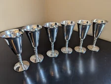 SILVER PLATED WINE GOBLETS, SET OF 6; F.B. Rogers, Spain; 7 Inches in tall