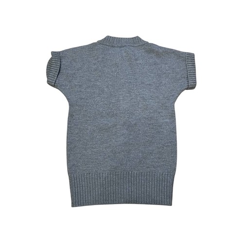 GUCCI 100% Wool Gray Knit Short Sleeve Cardigan Sweater Sz 8 - Picture 2 of 6