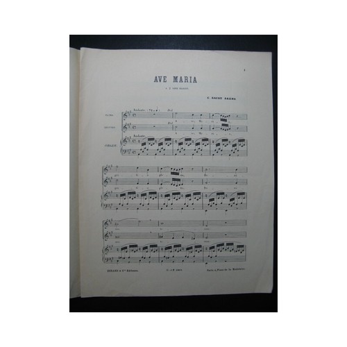 SAINT-SAËNS Camille Ave María Canto Órgano 1878 - Imagen 3 de 4