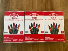 Lot of 3 Holiday Time Indoor/Outdoor 300 Multicolor Mini Lights, 59’ Green Wire
