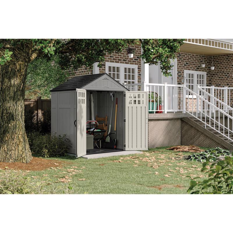 Suncast Everett 6 ft. x 5 ft. Resin Vertical Peak Storage Shed with