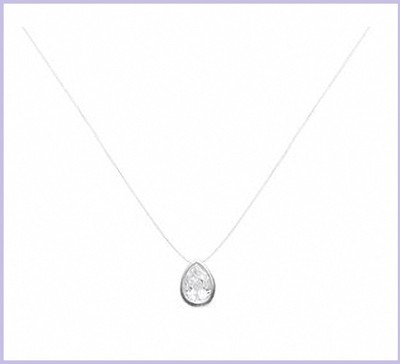 Collier Chaîne Argent Massif Avec Pendentif Zirconium - Occasion, Bijou élégant