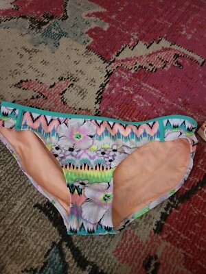 NEW NWT Op swimsuit bikini bottoms womens juniors 11 13 L peach green  floral