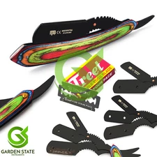 Professional Barber Straight Edge Blade Shaving Razor Beautiful Wood Handle Set