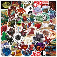 50pcs Dungeons and Dragons Stickers D&D Role Playing Vinyl Swords Shields Decal