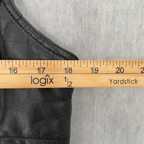 VINTAGE Gap Leather Vest Womens Extra Small Black Full Zip Pockets Ladies XS 90s - Picture 8 of 10
