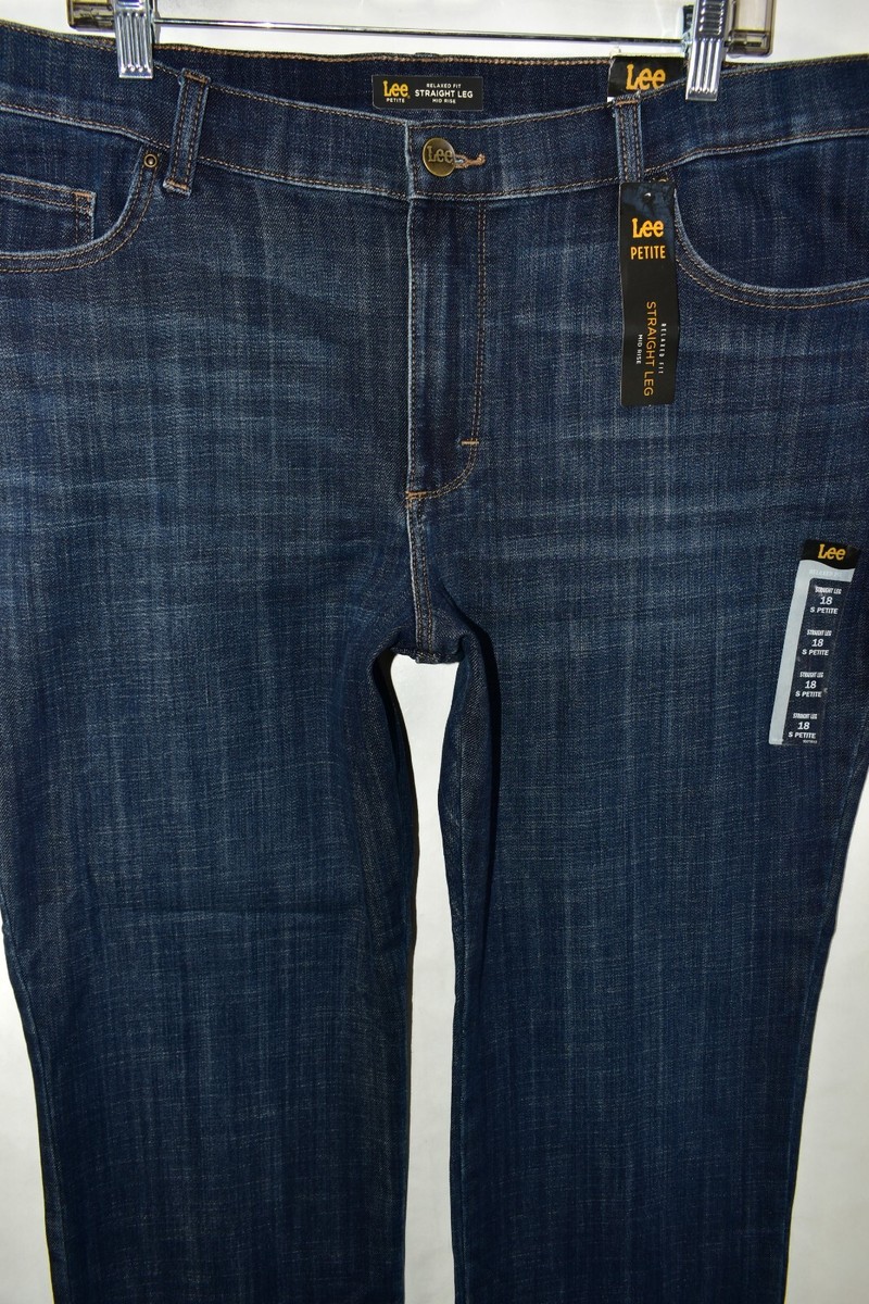 New Lee Relaxed Fit Straight Leg Mid Rise Stretch Jeans Womens