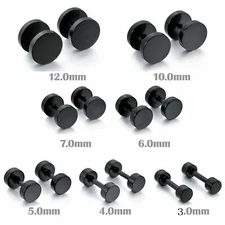 Women Men Punk Stainless Steel Studs Earrings Fake Ear Plug Pierced Barbell US