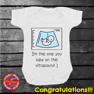Funny Babygrow, Ultrasound, Newborn Gift, Baby Shower, Boys, Girls, Pregnancy