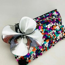 MAC Holiday Makeup -Bag/Pouch/Purse w/Colorful SEQUINS  Removable Bag Charm