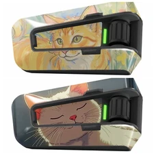 For Cardo Packtalk Edge Neo Glossy Cute Cat Vinyl Wrap Sticker Cover x1