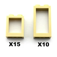 TCM BRICKS Tan 1x2x2 1x2x3 Flat Front Window Pack + Glass X25 Compatible Parts 