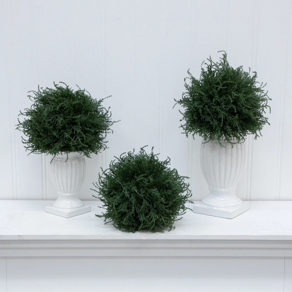 12” Cedar Topiary Artificial Bush Ball Indoor/Outdoor Pack 3. Retail $72 - Image 4 of 4