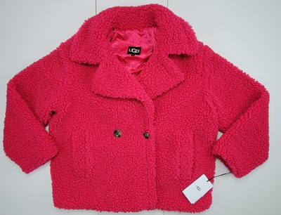 UGG Teddy Coat Pink Women s Sz L Teddy Coat Fleece Jacket Cozy Winter Coat New 