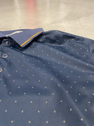 WALTER HAGEN 11 MAJORS GOLF POLO SHIRT MENS LG NAVY BLUE DIAMOND PATTERN - Picture 5 of 11
