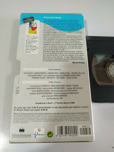 All About My Mother Pedro Almodovar Cardboard Box - VHS Tape Spanish - Picture 2 of 3