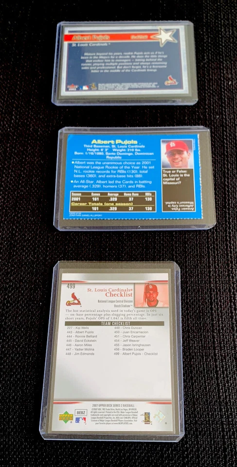 ALBERT PUJOLS ROOKIE 2002 LOT Si for Kids Weak Corner Fleer 2007 Upper Deck RARE - Image 2 of 3