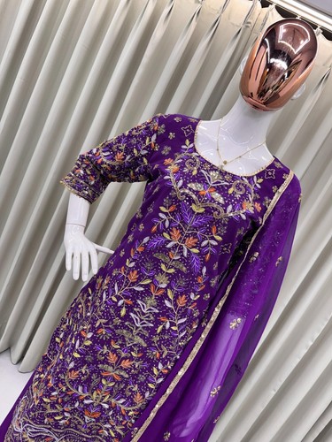 Abito Matrimonio Punjabi Cucito Sharara Palazzo Salwar Plazzo Kurti Shalwar Kameez - Foto 6 di 9