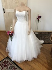 New Davids Bridal Wedding Dress Ruched Bodice Sz12 Princess Gown