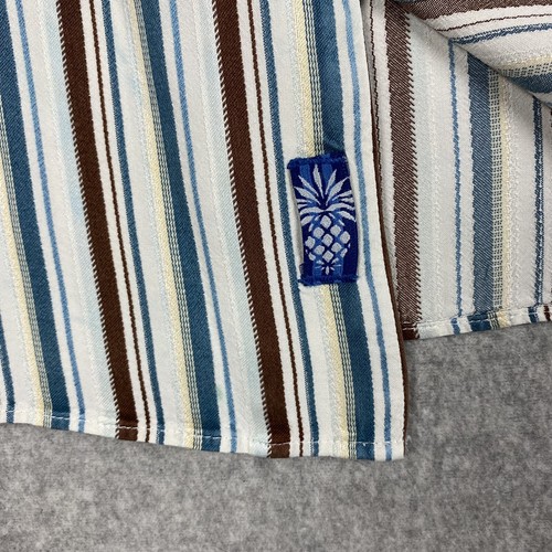 Tommy Bahama 100% Silk Long Sleeve Button-up Shirt Multicolor Striped Mens Large - Picture 7 of 13