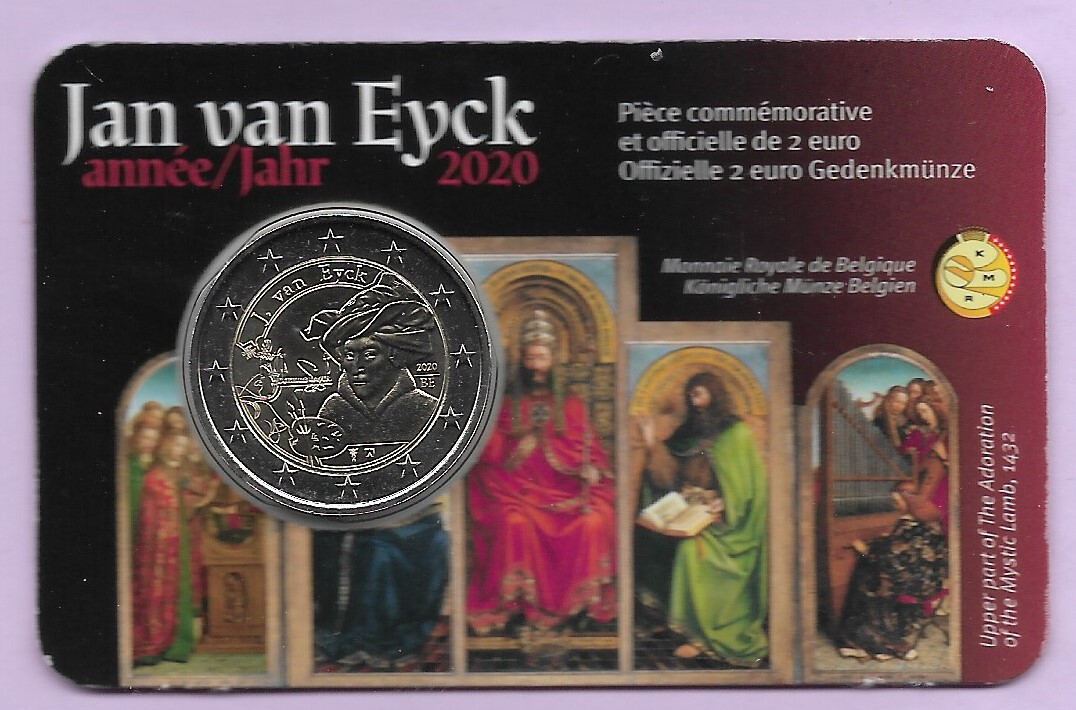 Coincard, 2 Euro BU, BELGIQUE, 2020, JAN VAN EYCK, Version Française, 2 €, UNC
