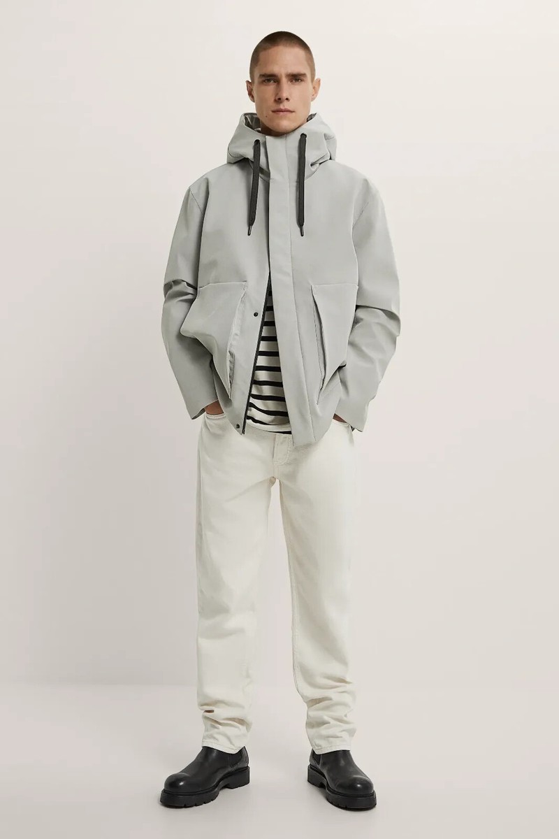 New Zara Hooded Puffer Jacket Gray S 8281/445 shirt basic