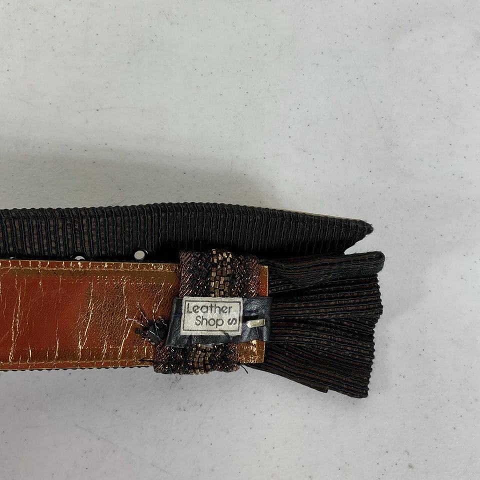 CINTURÓN DE CINTURA DE COLECCIÓN LEATHER SHOP Cobre Plisado Metálico Cuentas CINTURÓN S Foto 3 de 4