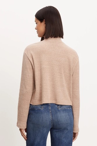 VELVET By Graham & Spencer Alec Brushed Rib Mock Neck Top Pecan M $150 F15 - Picture 3 of 3