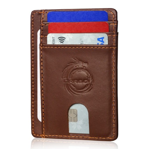Mens RFID Blocking Leather Slim Wallet Money Credit Card Slots Coin Holder - Picture 2 of 13