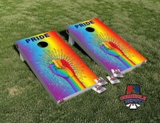 Pride Rainbow Cornhole Board Vinyl Wrap Skin Laminated Sticker Set Decal
