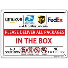 Please Deliver All Packages IN THE BOX, Package Delivery Sign Metal Aluminum...