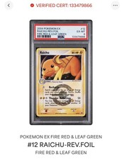 2004 Pokemon Ex Fire Red & Leaf Green #12 Raichu Reverse Foil PSA 6 EX-MT