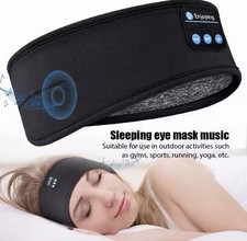 Wireless Bluetooth Headband Sleeping Headphones Music with Eye Mask Black