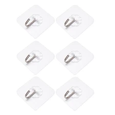 6Pack Waterproof Wall Hooks Strong Transparent Suction Cup Hanger For Bathroom q