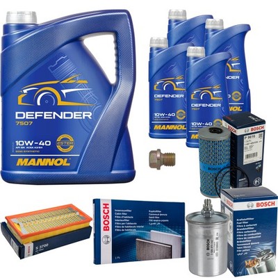 BOSCH Inspektionspaket 9L MANNOL Defender 10W-40 für Mercedes S-Klasse 500 SE