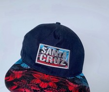 Santa Cruz Snapback Hat Youth OS Navy Red Blue Floral Brim Skateboard Cap
