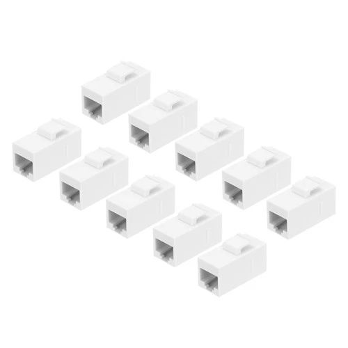 10 Pack Cat 6 Ethernet Coupler RJ45 Jacks Female to Female Adapter, White