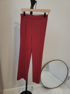 MaxMara Leisure Pants Womens M Pleated Wide Leg Accordion Minimalist Red