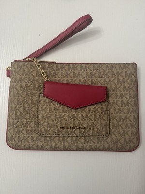 Michael Kors 2-in-1 Large Wristlet Clutch NWT Carmine pink Color