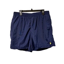 Polo Ralph Lauren Mens XL Navy Blue Yellow Pony Swim Trunks Mesh Lined Shorts