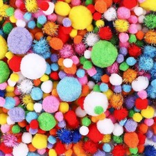 1000pcs Multicolor Pom Pom Balls, Assorted Sizes  Colors Pompoms for Arts an...