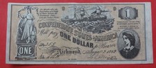 Banknote 1 Dollar Confederate States 2. Juni 1862 Richmond  Replika