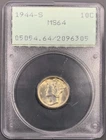 1944-S PCGS MS64 “Rattler” Mercury Silver Dime 10c - Gem Old Holder