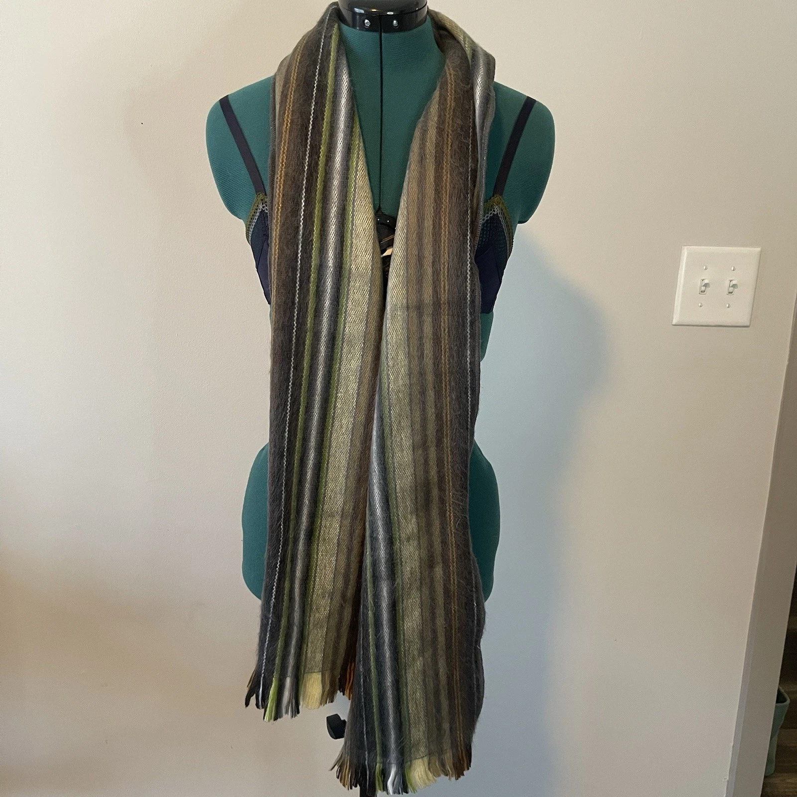 Shupaca Alpaca Wool Striped Scarf Brown Scandi Girl 37”