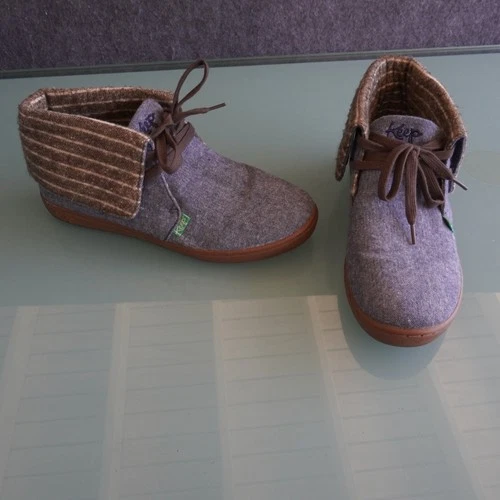 Kamos Vegan Canvas Shoes Blue/Brown Cuff, W7.5 / M6, Eco Chic