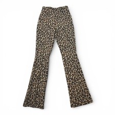 SPANX Leopard Micro Flare Pull on Pants Small Stretch Shaping NWOT 34in Inseam